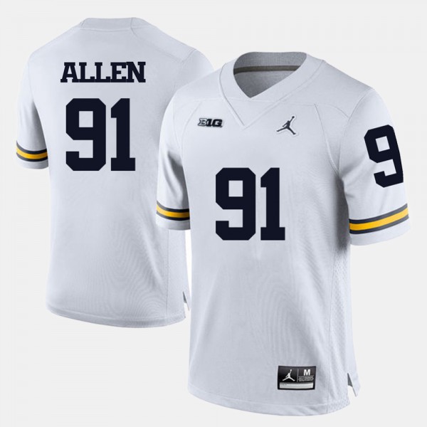 Michigan #91 For Men's Kenny Allen Jersey White Embroidery College Football
